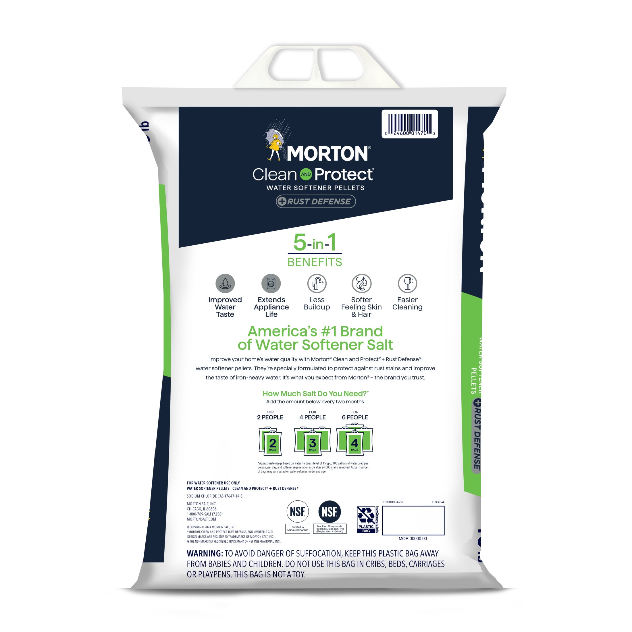 Morton Clean and Protect Plus Rust Defense Water Softener Salt Pellets, 40 lb