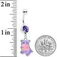 thumbnail image 2 of Body Candy Womens 14G 316L Steel Navel Ring Piercing Purple Happy Hippopotamus Dangle Belly Button Ring, 2 of 2