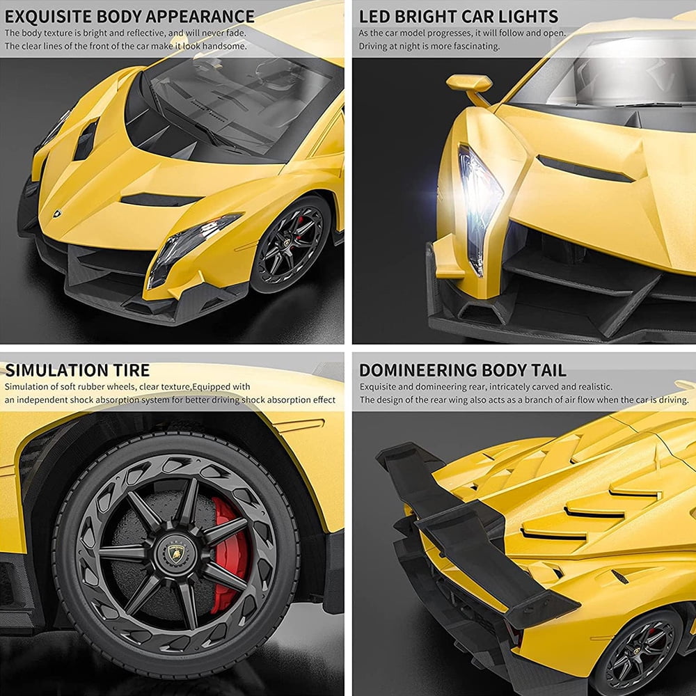 Officially Licensed Lamborghini Remote Control Car,1:24 Scale Lambo Model Cars with Lights, Lamborghini Toy Car RC Cars Christmas Birthday Gift for Boys Age 3 4-7 8-12 Year Old Kids Toys