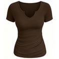 thumbnail image 3 of iHengLiXing Plus Size Womens Tops Dressy Casual Women Casual Round Neck Short Sleeve Solid Pullover Blouse T-shirt Tops Loose Blue XXXL, 3 of 5