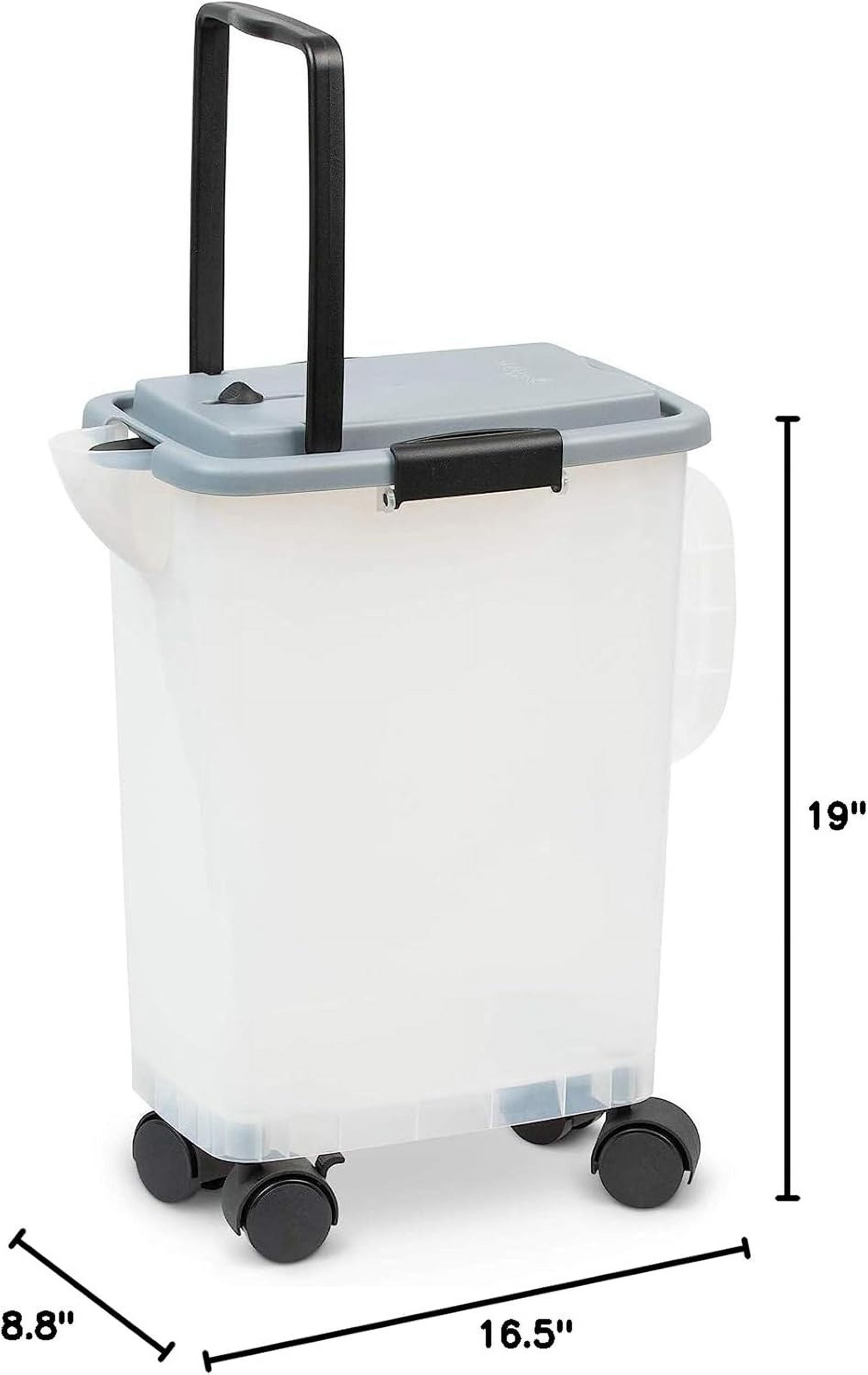 PetFusion BetterBin Portable Cat Litter Storage Bin Container with Wheels, For Dry Cat and Dog Pet Foods, Holds Up To 25 lb/10 Gallons, White