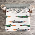 thumbnail image 3 of Ambesonne Colorful Quilted Bedspread Set 3 Pcs, Jets Aviation Design, Queen Size, Multicolor, 3 of 3
