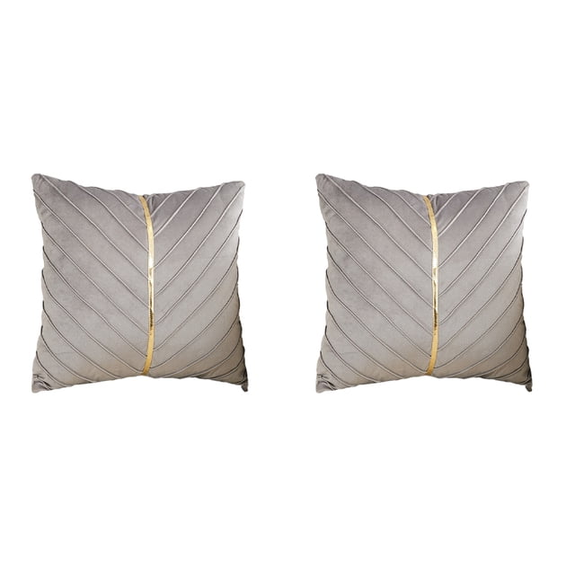 Maytalsory 2x Stylish And Luxurious Ambiance Velvet Cushion Cover Symmetrical Gold Thread grey 1Set