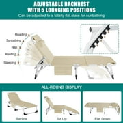 Slsy 3in1 Sun Tanning Chair with Mattress, Heavy Duty Summer Lounger Chair with Face Arm Hole, Adjustable, Removable Pillow & Carry Handle, Sunbathing Chair for Patio, Poolside, Lawn, Beach