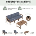 thumbnail image 2 of SERWALL 7-Piece HDPE Outdoor Patio Furniture Set with Umbrella, Patio Conversation Sofa Set for Porch, Deck & Backyard, Brown Frame with Gray Cushions, 2 of 5