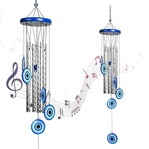 Colorful 6 Pipe Wind Chimes Positive Energy for Wall Hanging, Home Décor, Living Room, Balcony & Garden Indoor and Outdoor Use Peaceful Soothing Sound Housewarming Gift 38 Inch
