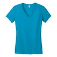 thumbnail image 5 of Yellow Rooster Women's Juniors Very Important V-Neck Cotton Tee Light Turquoise XS, 5 of 6