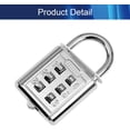 thumbnail image 4 of HUGFEGWE 6 Digit Combination Padlock Push Button Lock for Suitcase Luggage Drawer Door Toolbox,Fixed Gym Cabinet Door Toolbox Padlock Gym Sports School and Employee Lock, Silver 1Pcs UA824-6863, 4 of 7