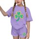 thumbnail image 1 of Vestido de manga corta Estilo Niños Día de San Patricio impreso cuello redondo blusa y pantalones Set de dos piezas Blusa de manga corta, 1 of 6