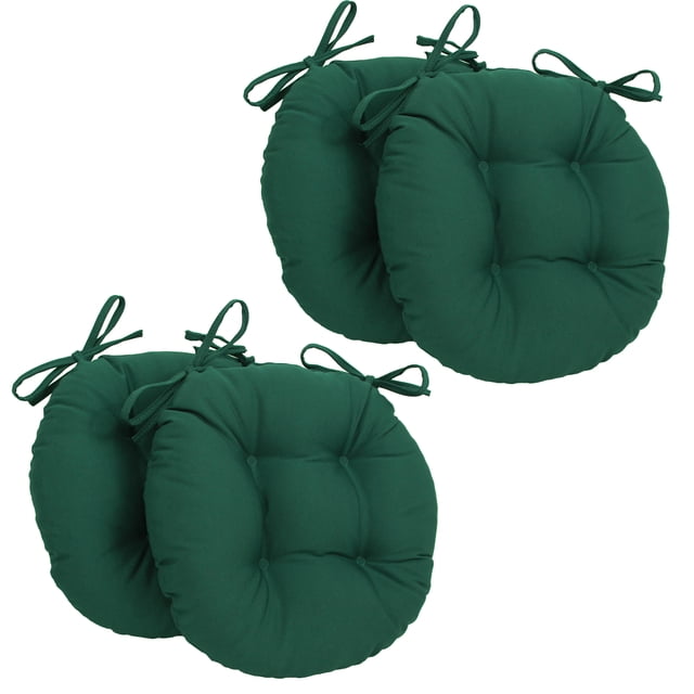 Cojines redondos Blazing Needles de sarga maciza 16 pulgadas juego de 4 Verde bosque