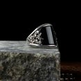 thumbnail image 4 of Anillo de patrón grabado punk vintage negro Joyería de moda, 4 of 5