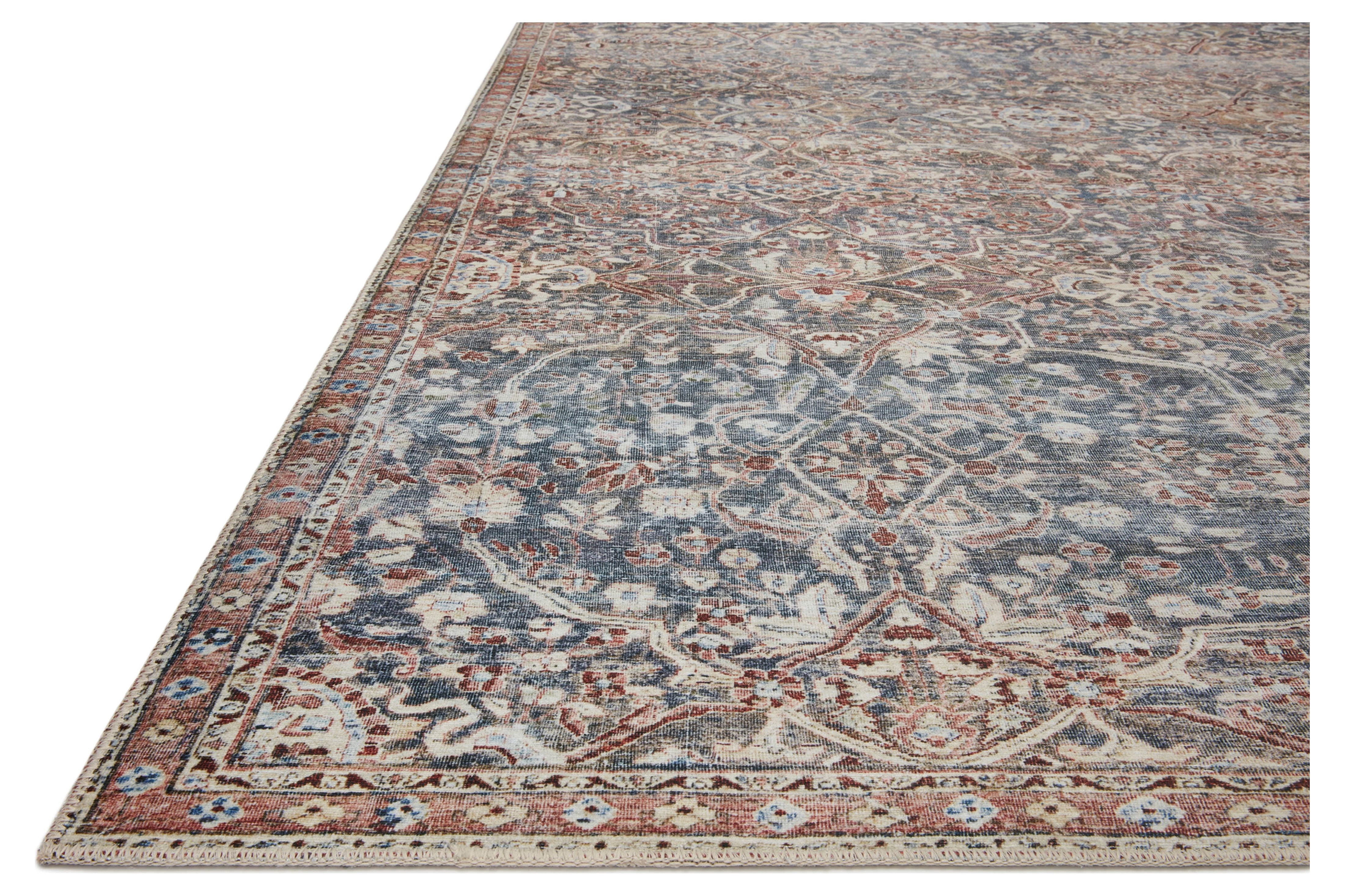 Chris Loves Julia x Loloi Jules Denim/Spice 2'-6" x 7'-6" Area Rug