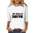 thumbnail image 2 of Jacenvly Hauts pour Femmes Liquidation Mode Journée des Femmes Imprimé Ample Décontracté Col Rond Manches Trois Quarts T-shirt Chandail Haut Femmes Grande Taille, 2 of 5