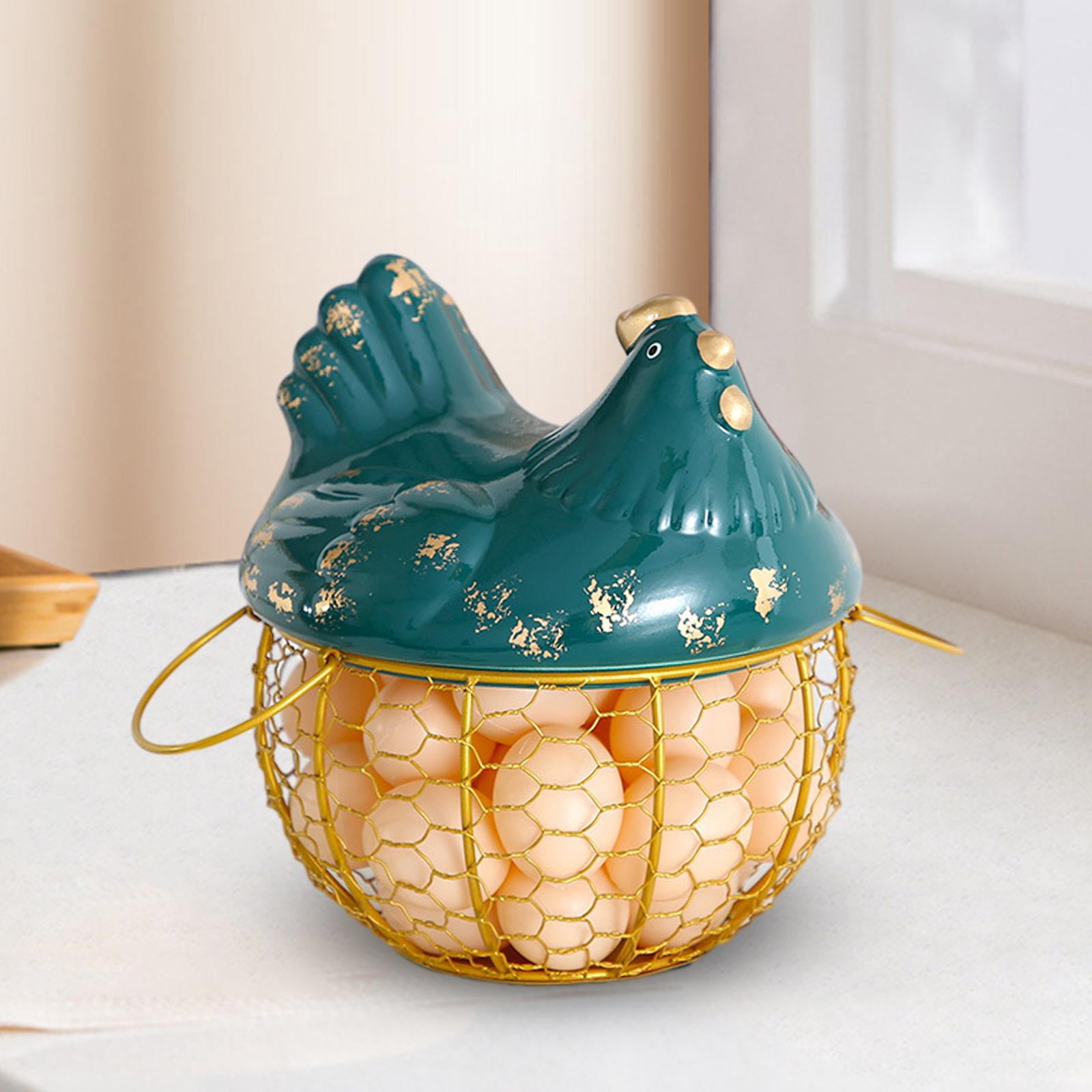Egg Storage Basket Egg Organizer Cute Countertop Fresh Egg Holder Pantry Rustic Egg Collecting Basket Metal Chicken Egg Holder Egg Container Gold
