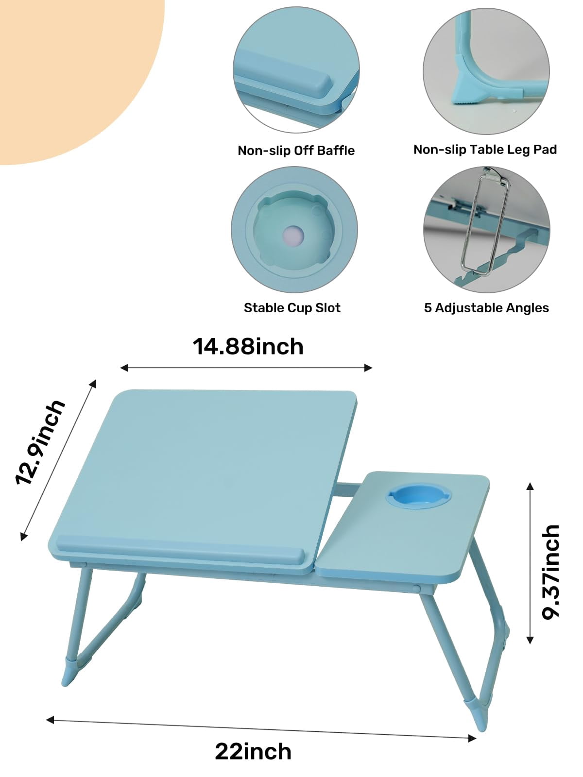 Lap Desk For Couch/sofa/floor  5-angle Adjustable Bed With Foldable &cup Holder Light Weight Tray Table Writing/eating/reading Portable Laptop Stand Adults