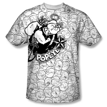 Popeye T-shirt Tee - Popeye Men's Many Faces Of Popeye Sublimation T-shirt White