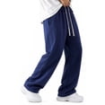 thumbnail image 3 of Mens Sweatpants Baggy Loose Fit Raw Hem Pants Casual Drawstring Pants Y2K Wide Leg Stretchy Pants with Pockets, 3 of 8
