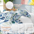thumbnail image 3 of Navy Blue Leaves Bedding 3 Piece Duvet Cover Set Full Size, Green Summer Botanical Soft Microfiber Comforter Cover with Zipper Closure & Pillowcases, Wrinkle & FadeResistant Quilt Cover, 3 of 9