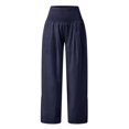 thumbnail image 5 of EDFBUYKRS Female Women Pants Casual Women's Pants Plus Size Petite High Waist Wide Leg Palazzo Prints Pants for Women Smocked Elastic Waist Loose Comfy Splitcasual Pajama Pants Pockets Xxl, 5 of 6