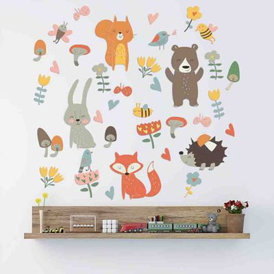 KABOER Woodland Animals Nursery Wall Sticker Forest Fox Bear Cartoon Decal Baby Kids