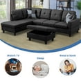 thumbnail image 2 of Aukfa 103" Sectional Sofa with Storage Ottoman, L Shape Couch for Living Room, Left Facing Chaise, Linen, Dark Gray, 2 of 11