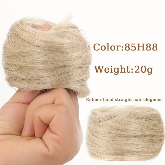XmhyTop 1PC Hair Messy Hair Bun, Women’s Real Hair Scrunchie Updo Hairpiece, Wrap-On Design with Elastic Rubber Band, Natural-Looking Hair Accessory, Blonde 85H88