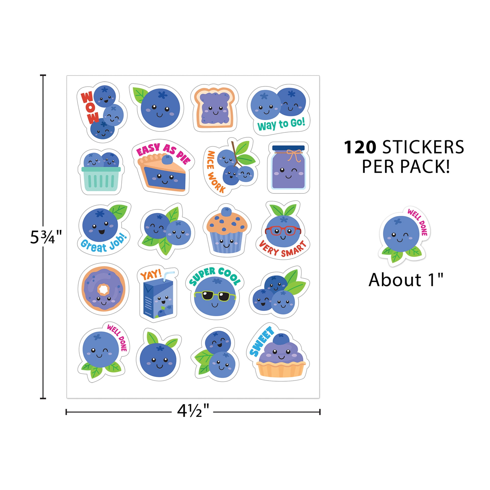 Teacher Created Resources Blueberry Smelly Stickers, 120 Per Pack, 6 Packs
