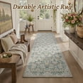 thumbnail image 6 of SIXHOME 2'x6' Floral Runner Rug, Washable Non-Slip Traditional Carpet, Soft Botanical Kitchen Hallway Entryway Rug, Sage Green, 6 of 7