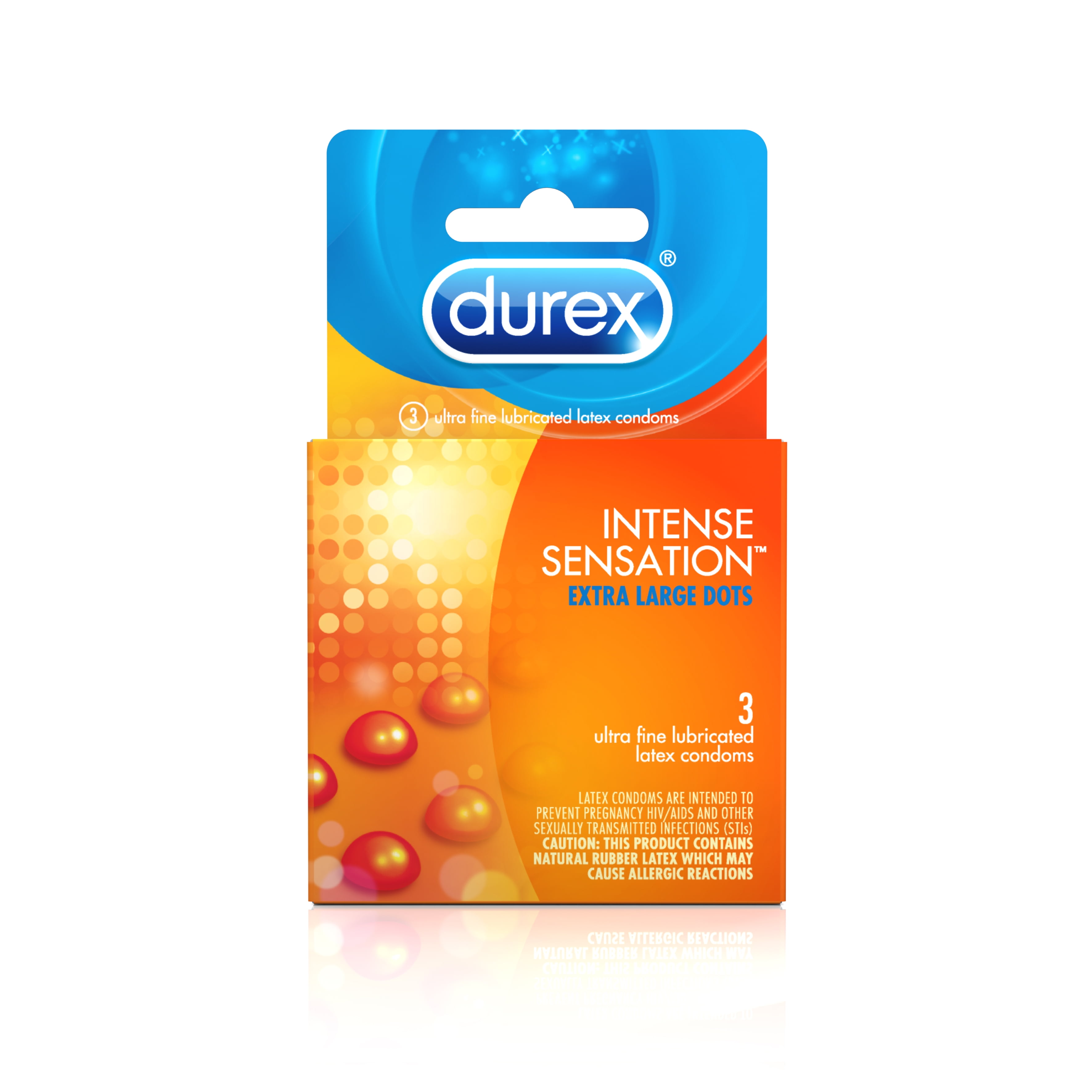 Durex Intense Sensation Extra Large Dots Lubricated Latex Condoms 3 Count Walmart Com Walmart Com