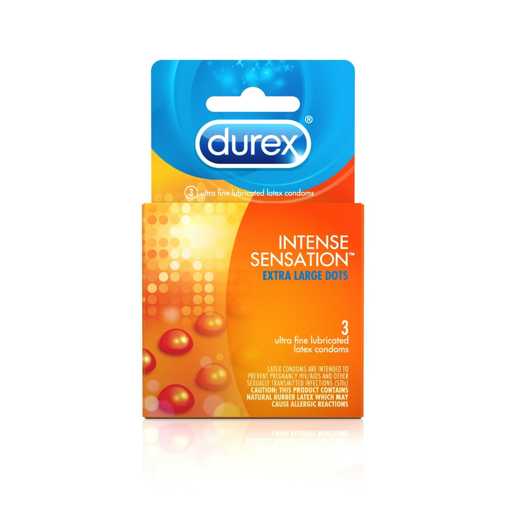 Durex Intense Sensation Extra Large Dots Lubricated Latex Condoms, 3 ...