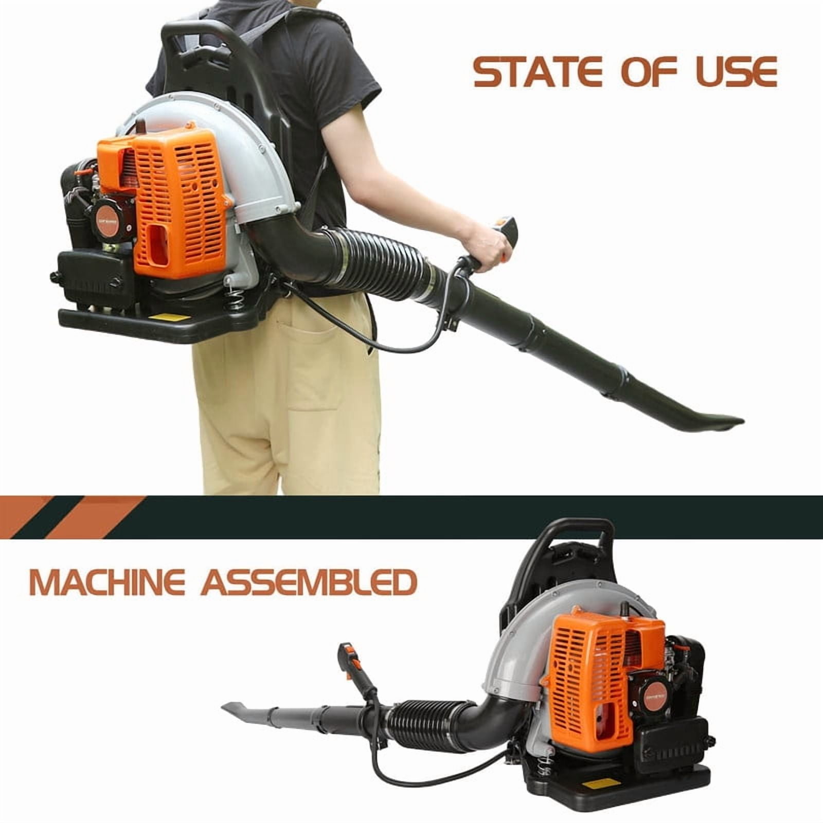 Backpack Gas Powered Leaf Blower, Commercial 665 CFM 63CC 3 HP 2 Cycle Powerful Lightweight Gasoline Grass Lawn Blower w/Harness Air-Cooled & Fuel Tank for Yard Lawn Care, Snow Removal