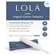 Lola Regular & Super Organic Cotton Tampons Mixed Pack - 20 Plastic Applicator Tampons Pack of 4