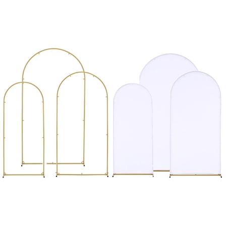 3 Pack Metal Wedding Arch Backdrop Stand with Spandex Covers, Event Decoration for Wedding Party Graduation