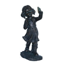 Northlight 18" Distressed Black & Bronze Girl with Cell Phone Solar Powered LED Lighted Outdoor Patio Garden Statue