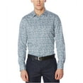 thumbnail image 1 of Perry Ellis Mens Performance Button Up Shirt, Blue, Large, 1 of 2
