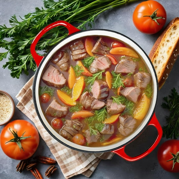 Enameled Cast Iron Dutch Oven 5.5 Quart Red Pot with Lid, Oven Safe  to 500℉, All Cooktops Compatible, Heavy-Duty Cookware for Braising, Stews, Roasting, Bread Baking