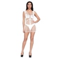 thumbnail image 2 of adviicd White Fishnets Women's Contrast Lace Mesh Lingerie Fishnet Nightwear Cut Out Mini Dress White One Size, 2 of 5