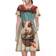 thumbnail image 1 of Easygdp Hot Air Balloon Guinea Pig para Vestido Transpirable de Mujer, Vestido Suelto de Manga Corta con Pliegues y Bolsillos para el Verano, 1 of 6