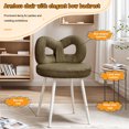 thumbnail image 5 of Happydeer Vanity Chair Dressing Chair, Bow-knot Backrest, Armless, No Wheels Upholstered Chair, Vanity Stool Dressing Stool Makeup Chair with non-slip Feet Pads, Olive Green, 5 of 9
