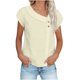 thumbnail image 3 of TaTaai Womens solid crew neck t-shirt, linen cotton blend, short sleeve, button cuff, cutout design, casual comfortable, lightweight, perfect for weekend trips & casual gatherings Gift, 3 of 9