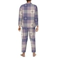 thumbnail image 5 of Kll Purple Floral Gingham Check Plaid Sleepwear Mens Flannel Pajamas,Long Cotton Pj Set, 5 of 9