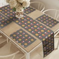 thumbnail image 2 of Ambesonne Snack Bar Table Runner & Placemats, Smiling Fast Food, Placemat 4 pcs + Runner 12"x72", Grey Multicolor, 2 of 2