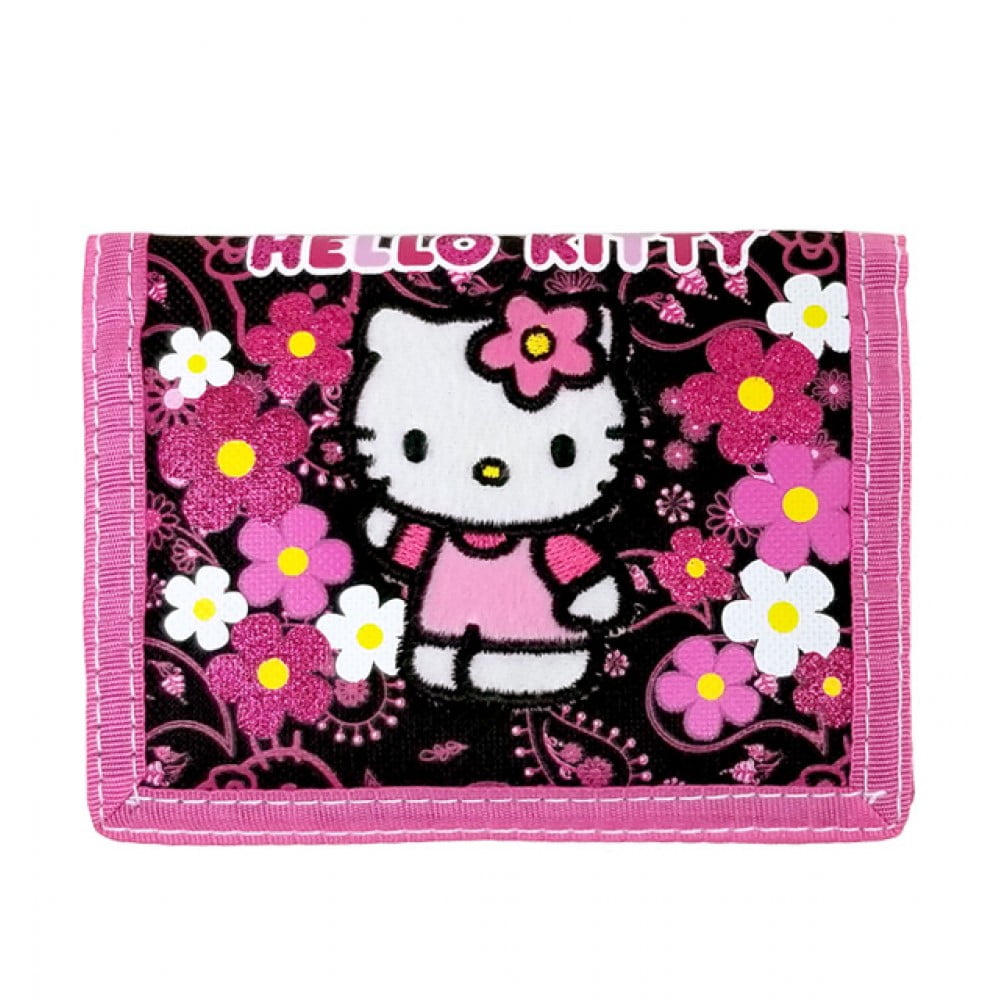 Hello Kitty Hello Kitty Flower Black Trifold Wallet 82596