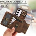 thumbnail image 5 of SaniMore for Samsung Galaxy S23 (6.1" 2023) Case, PU Leather Skin Shockproof Bumper Flip Purse RFID Blocking Metal Ring Stand Shell, Card Holder Cash Pocket Anti-drop Cover, Brown, 5 of 16