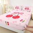 thumbnail image 3 of Homewish Ribbon Bow Tie Full Size Sheets,Red Sweet Cherry Bed Sheets,Pink Bowknot Sheet Sets For Girls Teens,Ultra Soft Home Decor,4pcs, 3 of 7