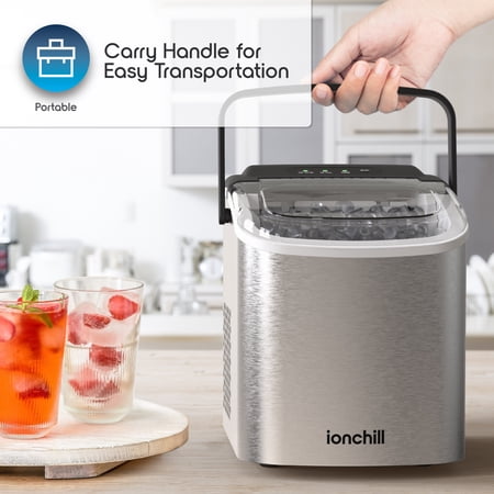 Ionchill Quick Cube Ice Machine, 26lbs/24hrs Portable Countertop Bullet Cubed Ice Maker
