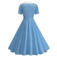 thumbnail image 2 of FRSASU Women's Notch Lapel Vintage Short Sleeve Cocktail Swing Dress Polka Dot 1950s Rockabilly Prom Midi Dress Blue, 2 of 8