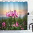 thumbnail image 1 of Ambesonne Lotus Shower Curtain, Blooms Garden, 69"Wx84"L, Pale Pink Pale Blue, 1 of 3