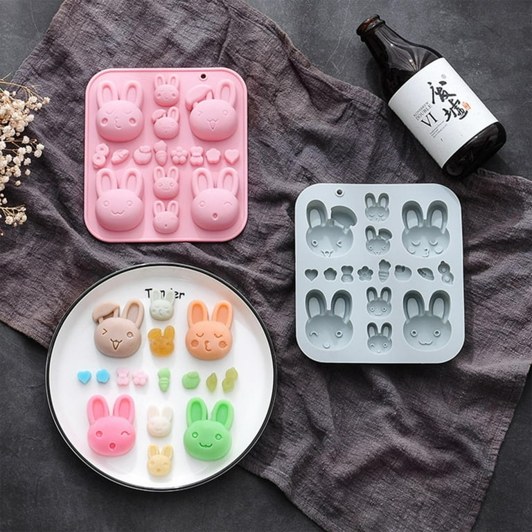 Clzoud Cake Pop Molds Shapes Cute Bunny Theme Silicone Gel Homemade DIY Chocolate Candy Molds Silica Gel Pink Reusable Easy Release, Adult Unisex