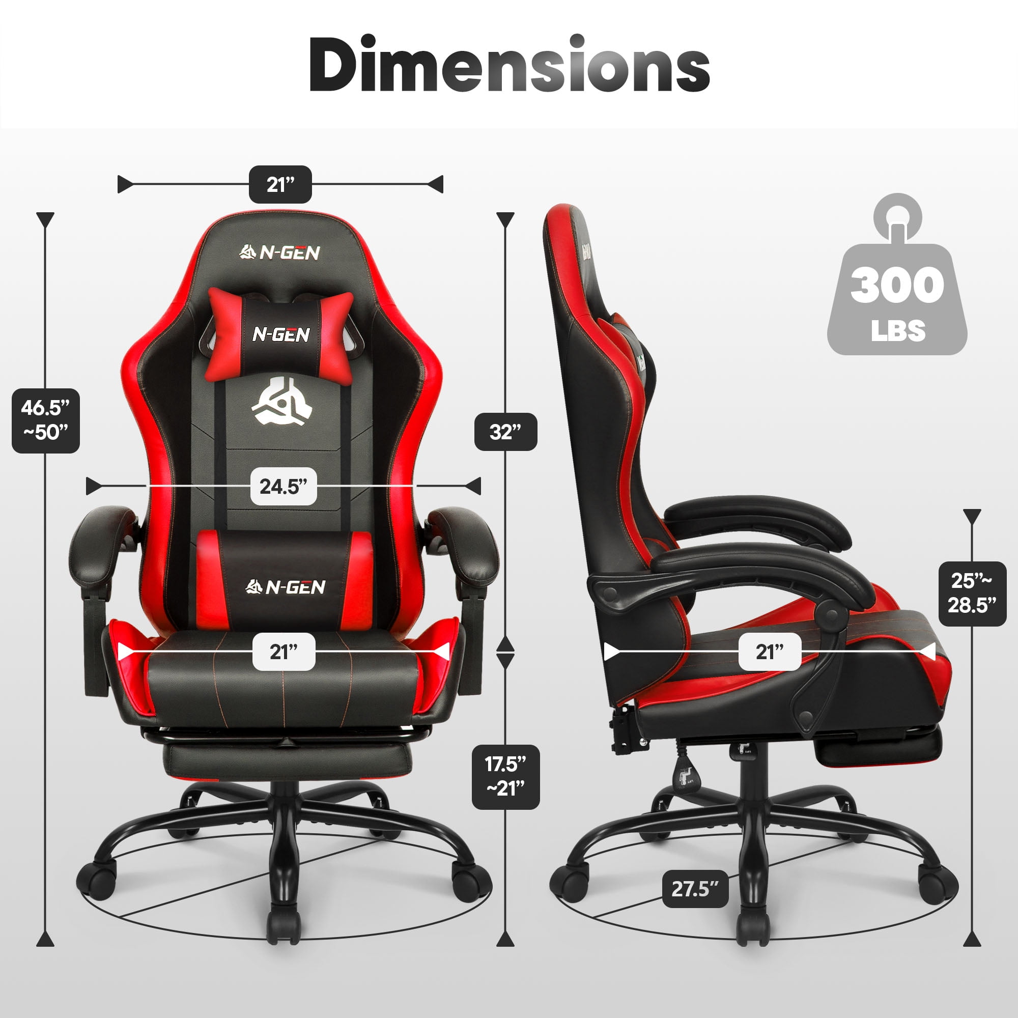 CELTOSS Red Office Gaming Chair with Footrest & Lumbar Support, Ergonomic Adjustable Computer Chair with Swivel Seat & Headrest